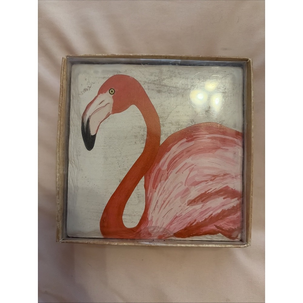 Destination Collection Set Of 4 Flamingo Coasters 4.25" Square